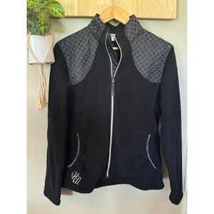 Harley-Davidson Womens Black Fleece Full Zip Jacket Quilted Shoulders Large